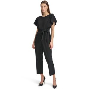 🖤 Andrew Marc Black Jumpsuit | Size 4 | Flutter Sleeves | Tie Waist | Wide Leg